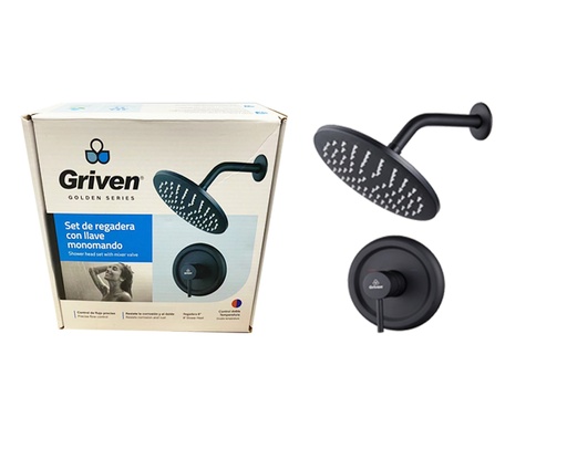 [GV-BFT010] Set de Regadera con Llave Monomando GRIVEN Black Series