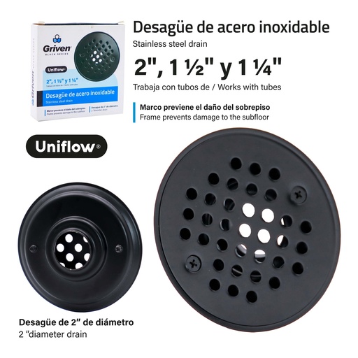 [GV-RSD-10A1B] Desague de Piso de Acero Inoxidable GRIVEN Black Series