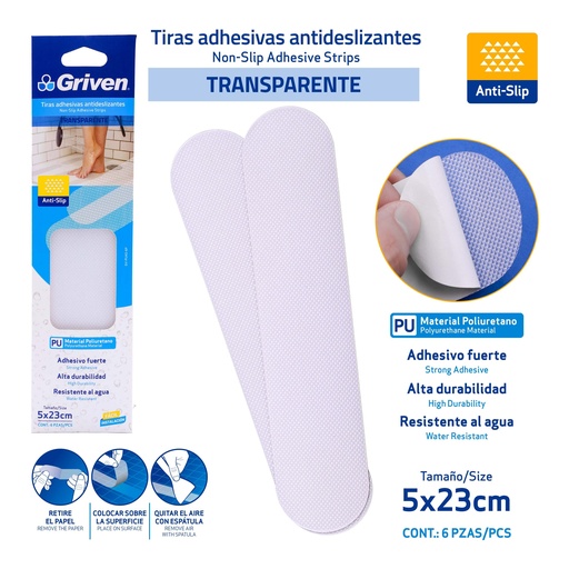 [GV-PUAS-6P] Tiras Adhesivas Antideslizantes 6pza GRIVEN