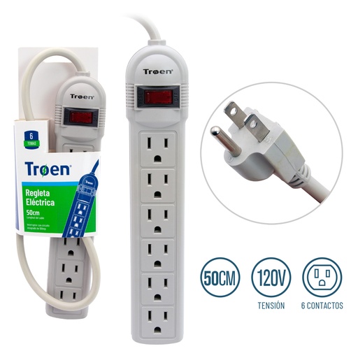 [ETR-S1403] Regleta Electrica 50cm 6S TROEN