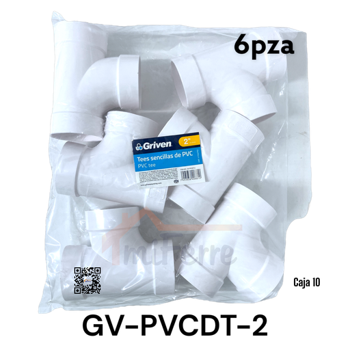 [GV-PVCDT-2] Te PVC 2" 6pza GRIVEN