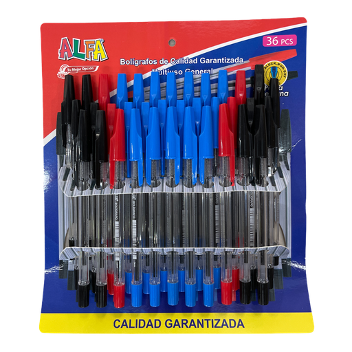 [AF20-001] Boligrafos Surtidos 36pza ALFA