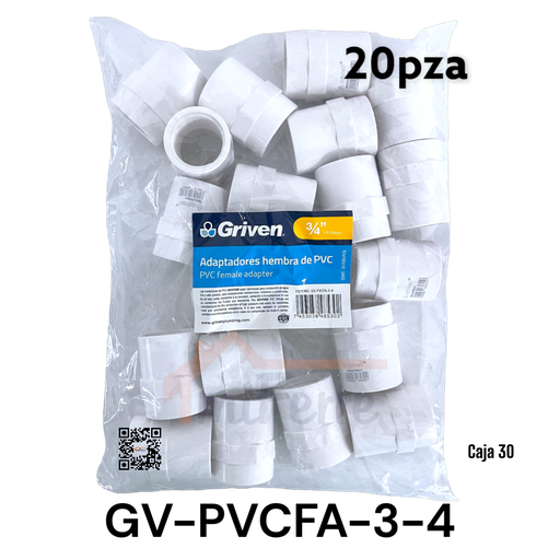 [GV-PVCFA-3-4] Union PVC 3/4" con Rosca 20pza GRIVEN