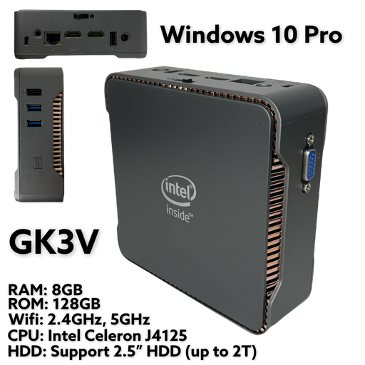 MINI PC JK3V Intel Celeron J4125, Windows 10 Pro