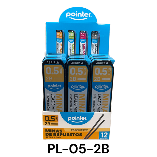 [PL-05-2B] Minas de Repuesto 2B 0.5mm POINTER (docena)