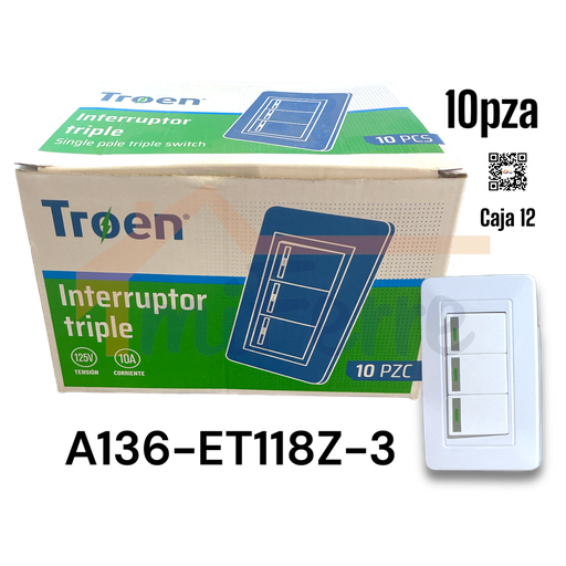 [A136-ET118Z-3] Interruptor Decorativo Triple TROEN