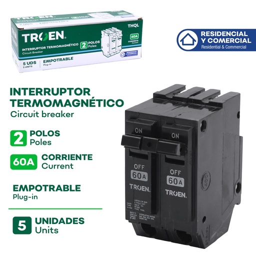 [THQL-2P-60A] Breaker Doble 60A TROEN