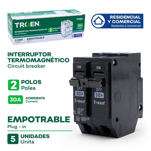 [THQL-2P-30A] Breaker Doble 30A TROEN