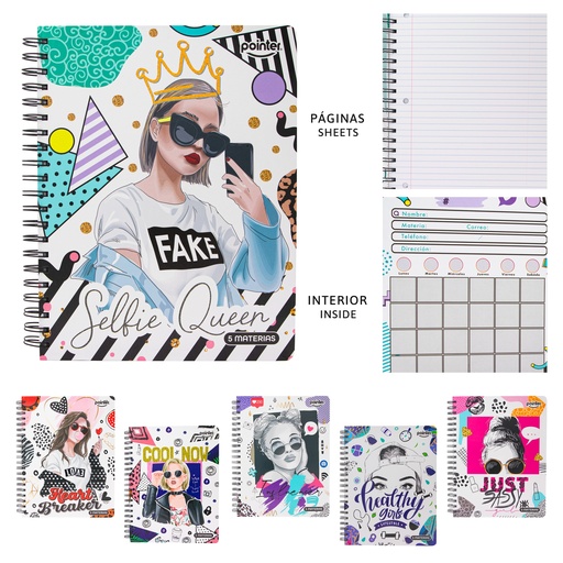 [ESP-02-5M] Cuaderno Espiral 5 Materias 320pag POINTER