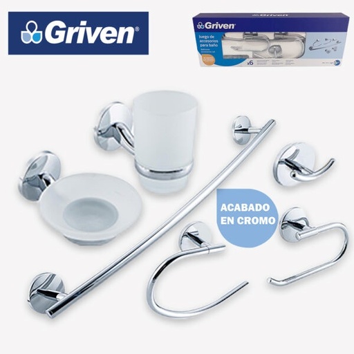 [GV-CH60200-SBS] Juego de Accesorios para Baño 6pza GRIVEN