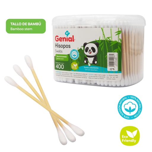 [GN-CS400-B] Palillos de Algodon 400pza Genial