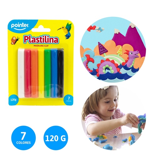 [PST-7120] Plastilina 120g 7colores POINTER