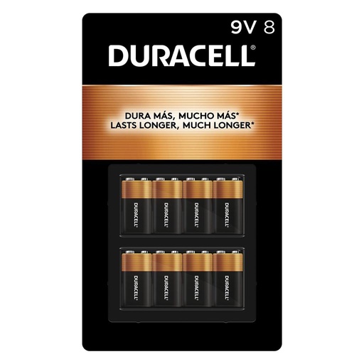 [80283] Bateria 9V Alkalina DURACELL 8pza