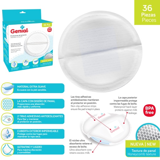 [GN-BP-41001-36] Protectores de Lactancia 36pza GENIIAL