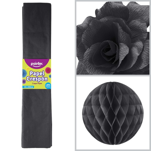 [CP-719] Papel Crespon Negro 10pza POINTER