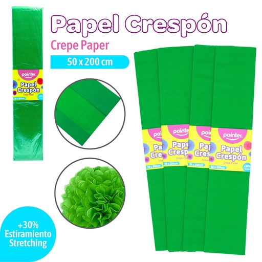 [CP-741] Papel Crespon Verde 10pza POINTER