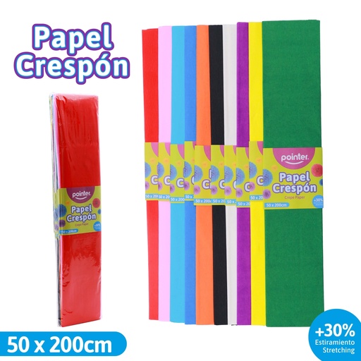 [CP-50200-10] Papel Crespon Surtido 10pza POINTER