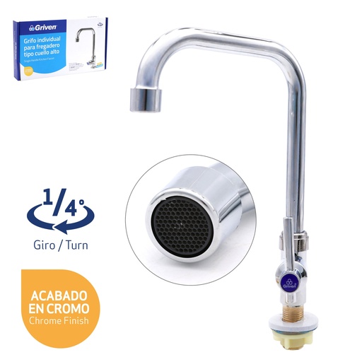 [A367-SH8700A] Grifo Individual para Fregadero Tipo Cuello Alto GRIVEN