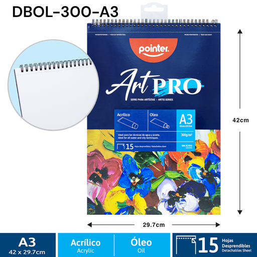 [DBOL-300-A3] Bloc de Dibujo A3 (15hojas) POINTER ArtPRO