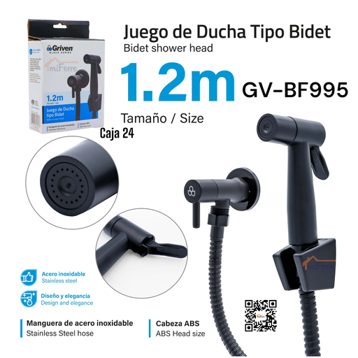 [GV-BF995] Juego de Ducha Tipo Bidet GRIVEN Black Series