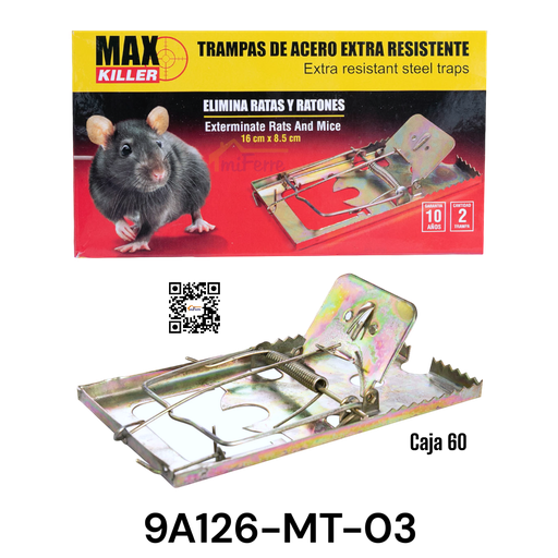 [9A126-MT-03] Trampa para Raton 16 X 8.5cm MAX KILLER