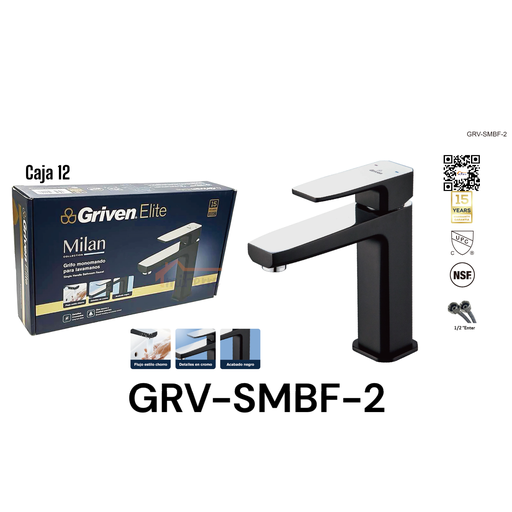 [GRV-SMBF-2] Grifo Monomando para Lavamanos Milan GRIVEN Elite