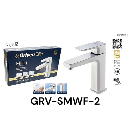 [GRV-SMWF-2] Grifo Monomando para Lavamanos Milan GRIVEN Elite