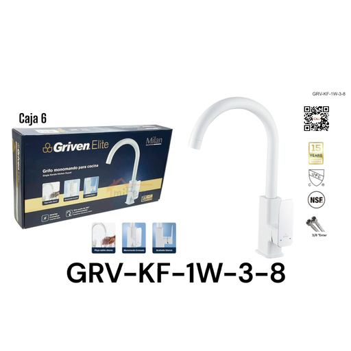 [GRV-KF-1W-3-8] Grifo Monomando para Cocina Milan GRIVEN Elite