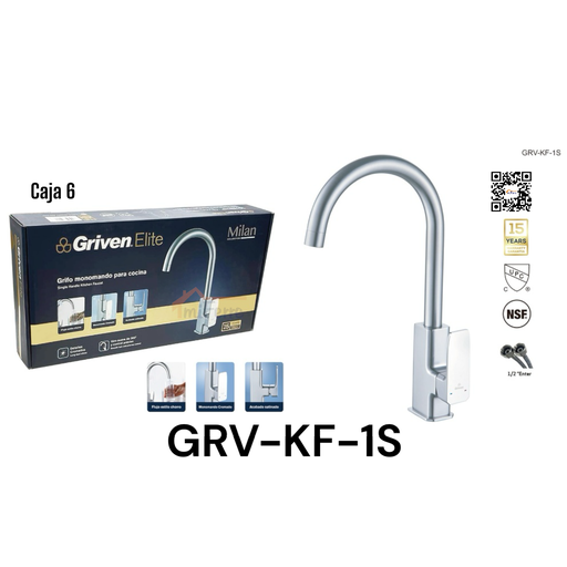 [GRV-KF-1S] Grifo Monomando para Cocina Milan GRIVEN Elite