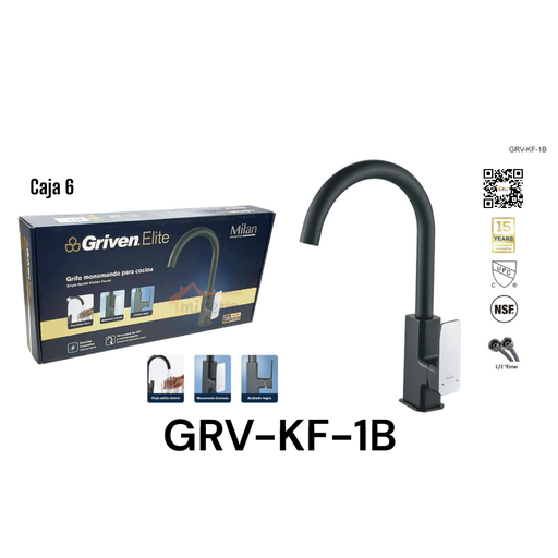 [GRV-KF-1B] Grifo Monomando para Cocina Milan GRIVEN Elite