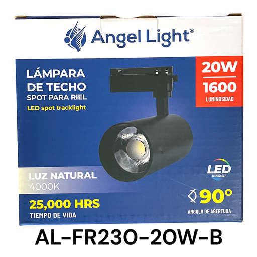 [AL-FR230-20W-B] Lampara de Techo Spot para Riel 20W 4000K Negro ANGEL LIGHT