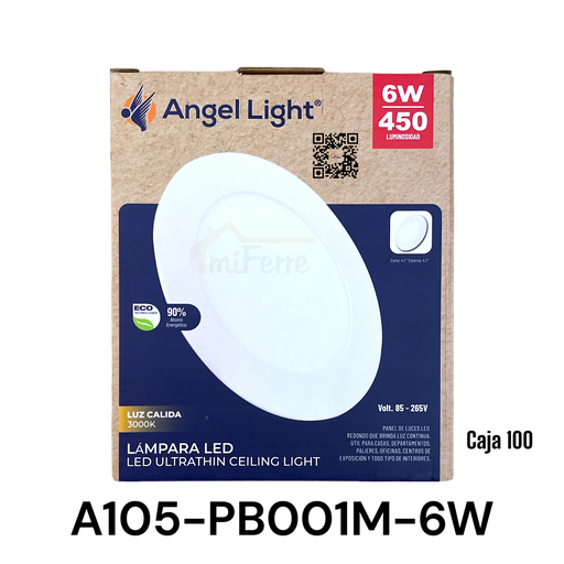 [A105-PB001M-6W] Lampara Led Redonda 6W 3000K ANGEL LIGHT