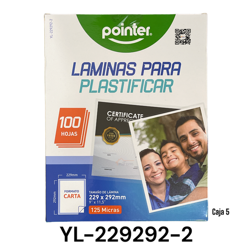 [YL-229292-2] Laminas para Plastificar 9 X 11.5" 125micras 100pza POINTER