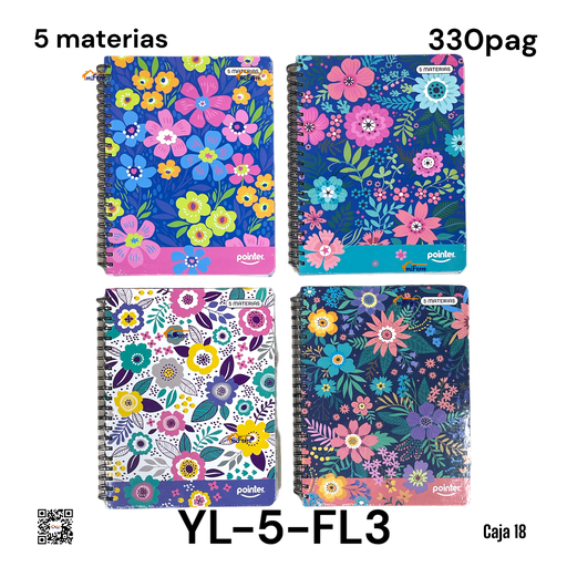 [YL-5-FL3] Cuaderno Espiral 5 Materias 330pag POINTER