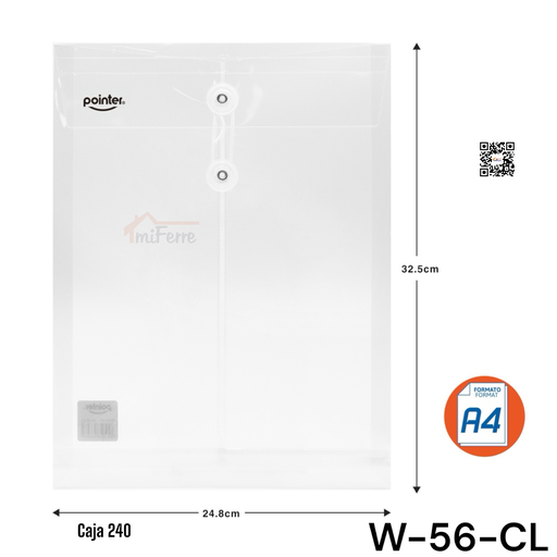 [W-56-CL] Sobre Porta Documentos A4 POINTER
