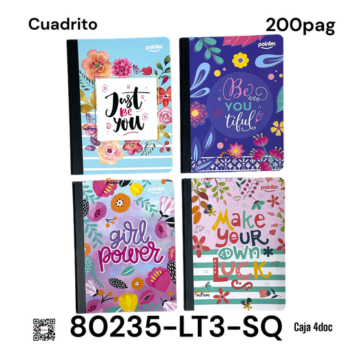 [80235-LT3-SQ] Cuaderno Cosido de Cuadrito 200pag POINTER
