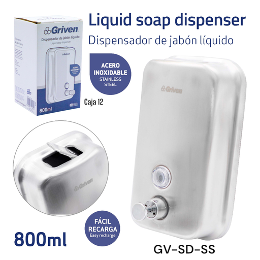 [GV-SD-SS] Dispensador de Jabon Liquido 800ml GRIVEN