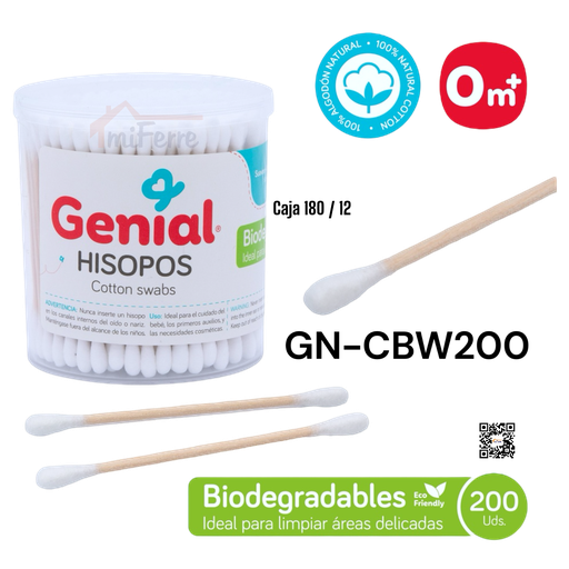 [GN-CBW200] Palillos de Algodon 200pza GENIAL