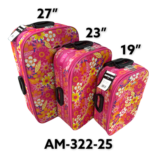 [AM-322-25] Maletas de Viaje 19-23-27" Rosada AMERICAN STYLE