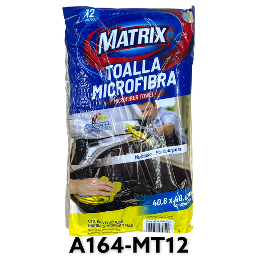 [A164-MT12] Toalla Microfibra 40.6 X 40.6cm 12pza MATRIX