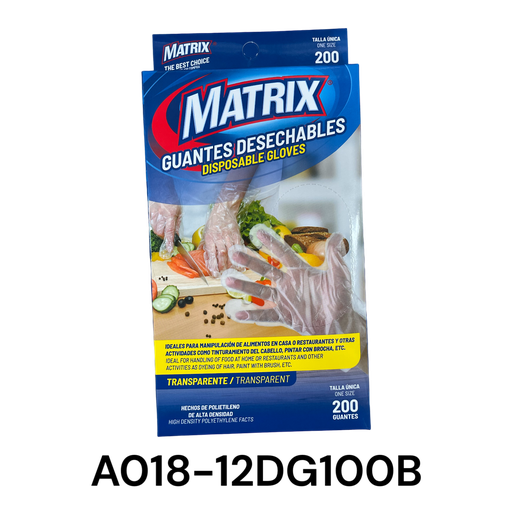[A018-12DG100B] Guantes Desechables 200pza MATRIX