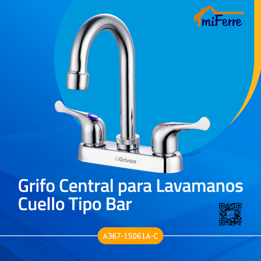 [A367-15061A-C] Grifo Central para Lavamanos Cuello Tipo Bar GRIVEN