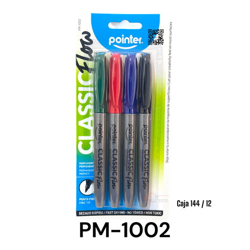 [PM-1002] Marcador Classic Flow 4pza POINTER