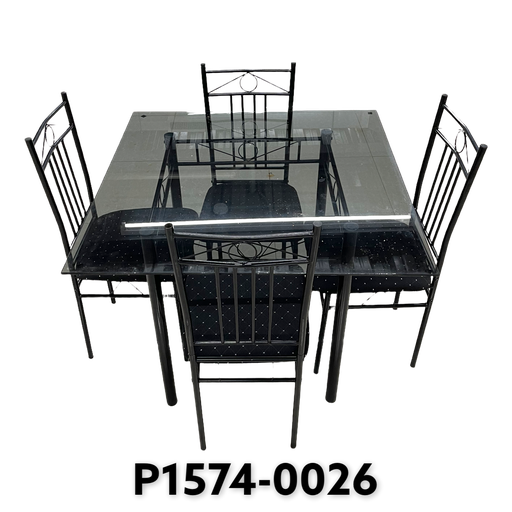 [P1574-0026] Juego de Comedor de Vidrio 4puestos