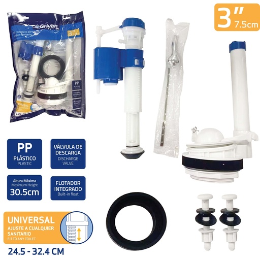 [GV-MP-3A] Kit Completo para Tanque de Sanitario GRIVEN