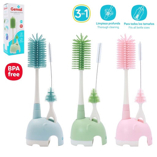 [GN-CMS0337] Kit de Cepillos de Silicona 3en1 GENIAL